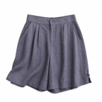 Damshorts med hög midja, knappstängning, veck och sidofickor-Shorts for women-Fjallbarn