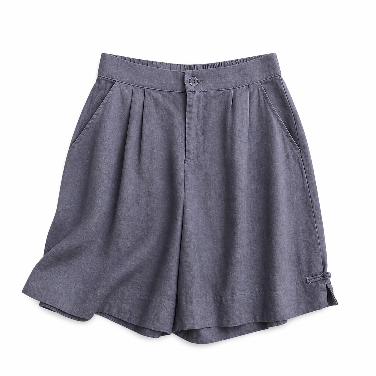 Damshorts med hög midja, knappstängning, veck och sidofickor-Shorts for women-Fjallbarn