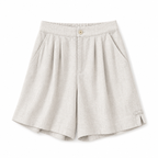 Damshorts med hög midja, knappstängning, veck och sidofickor-Shorts for women-Fjallbarn