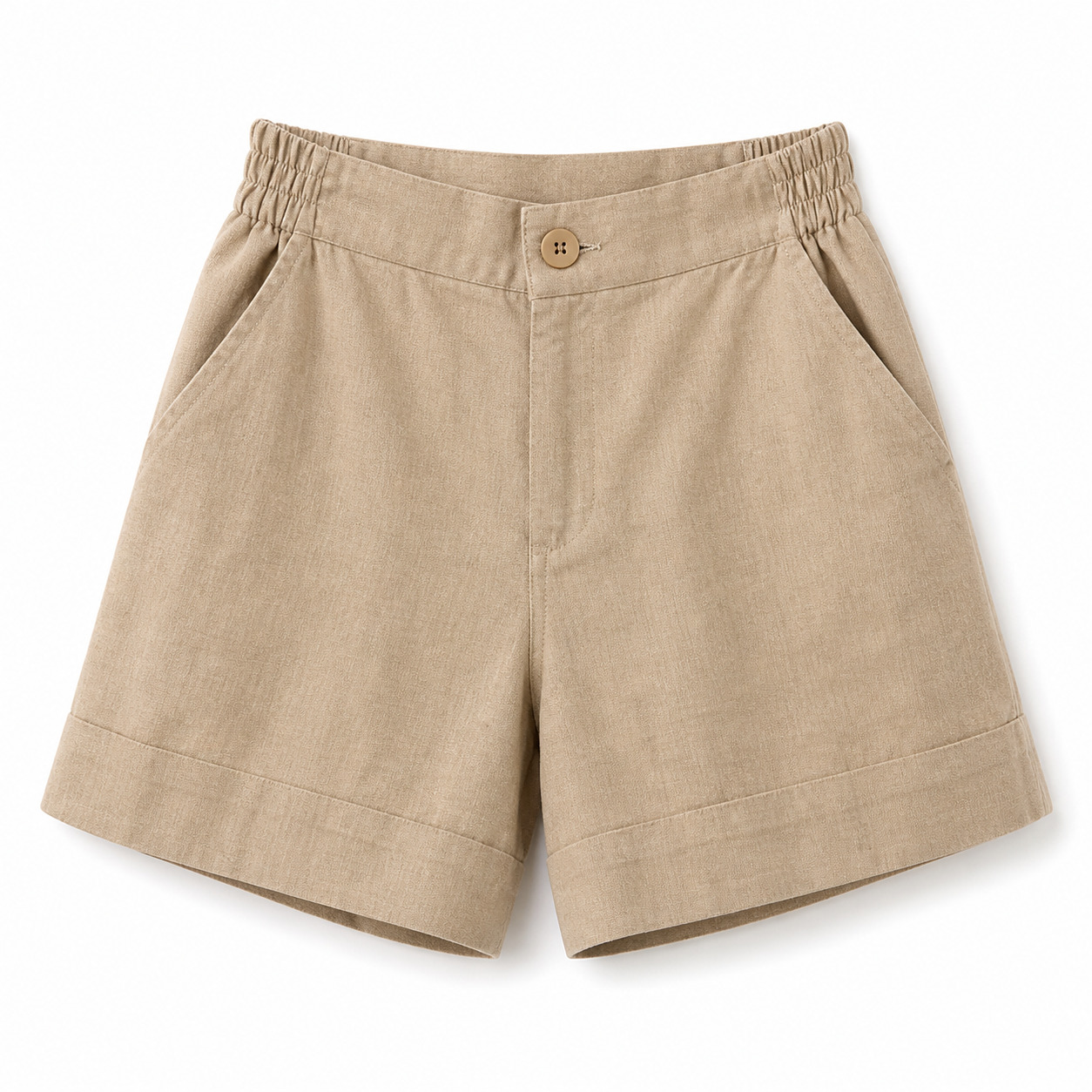 Damshorts med hög midja och elastisk bakmidja med knappstängning-Shorts for women-Fjallbarn