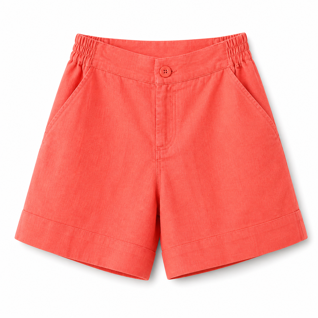 Damshorts med hög midja och elastisk bakmidja med knappstängning-Shorts for women-Fjallbarn