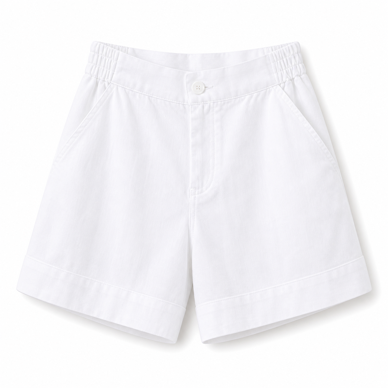 Damshorts med hög midja och elastisk bakmidja med knappstängning-Shorts for women-Fjallbarn