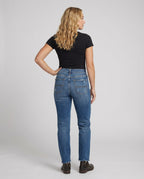Damsjeans med rak passform och medelhög midja, slitna-Pants for Women-Fjallbarn