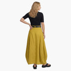 Damskjol i maxilängd med hög midja, bälteshällor och sidofickor-Skirt for women-Fjallbarn