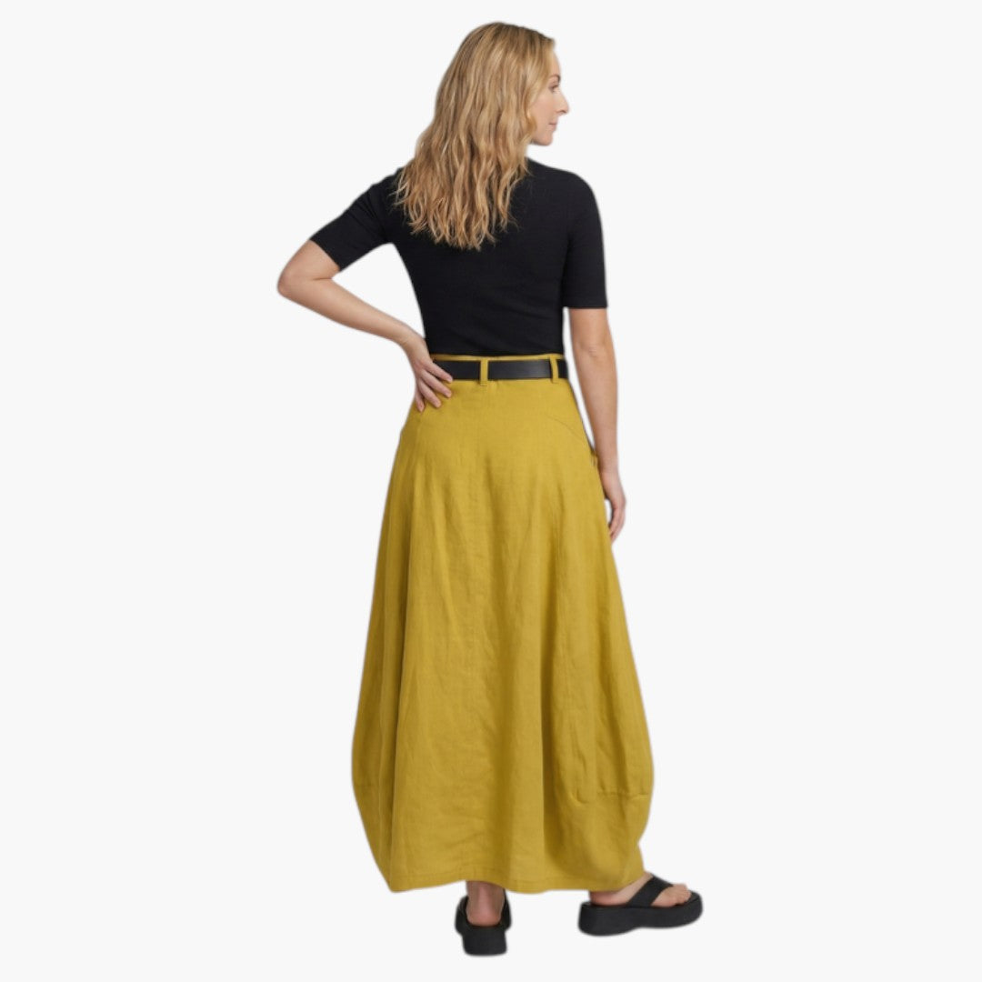 Damskjol i maxilängd med hög midja, bälteshällor och sidofickor-Skirt for women-Fjallbarn