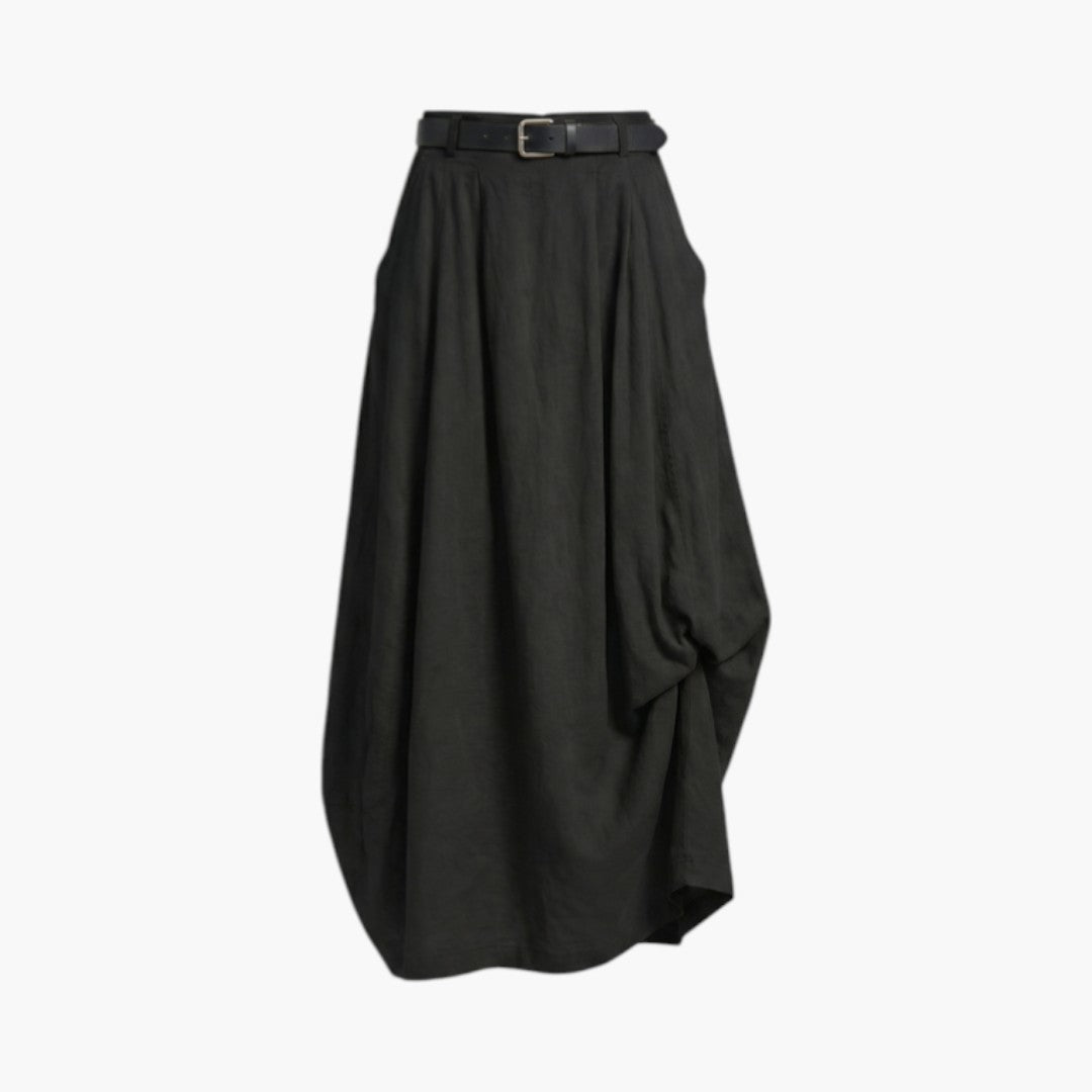Damskjol i maxilängd med hög midja, bälteshällor och sidofickor-Skirt for women-Fjallbarn