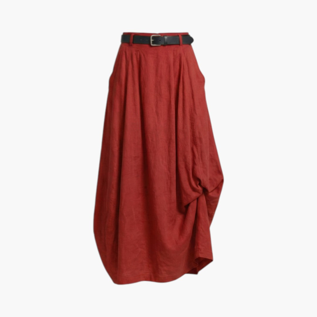 Damskjol i maxilängd med hög midja, bälteshällor och sidofickor-Skirt for women-Fjallbarn