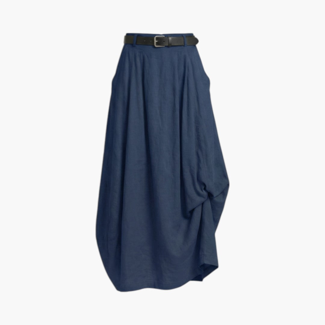 Damskjol i maxilängd med hög midja, bälteshällor och sidofickor-Skirt for women-Fjallbarn