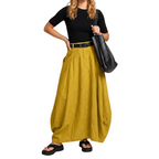 Damskjol i maxilängd med hög midja, bälteshällor och sidofickor-Skirt for women-Fjallbarn