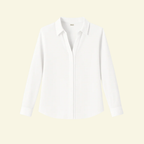 Damskjorta med lång ärm, krage och dold knappstängning-Shirts for women-Fjallbarn