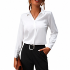 Damskjorta med lång ärm, krage och dold knappstängning-Shirts for women-Fjallbarn