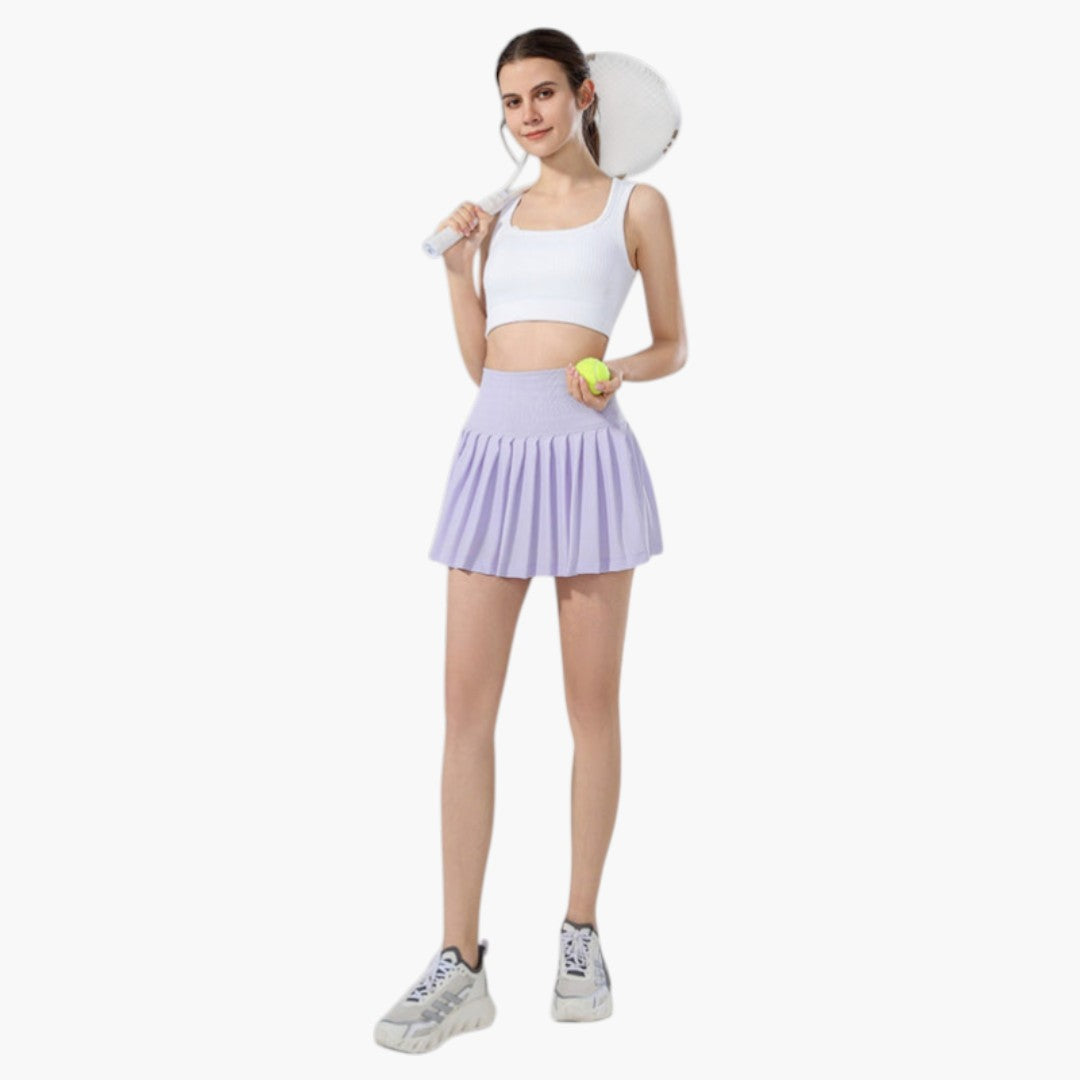 Damskort med hög midja, veckad struktur och elastisk linning-Skirt for women-Fjallbarn