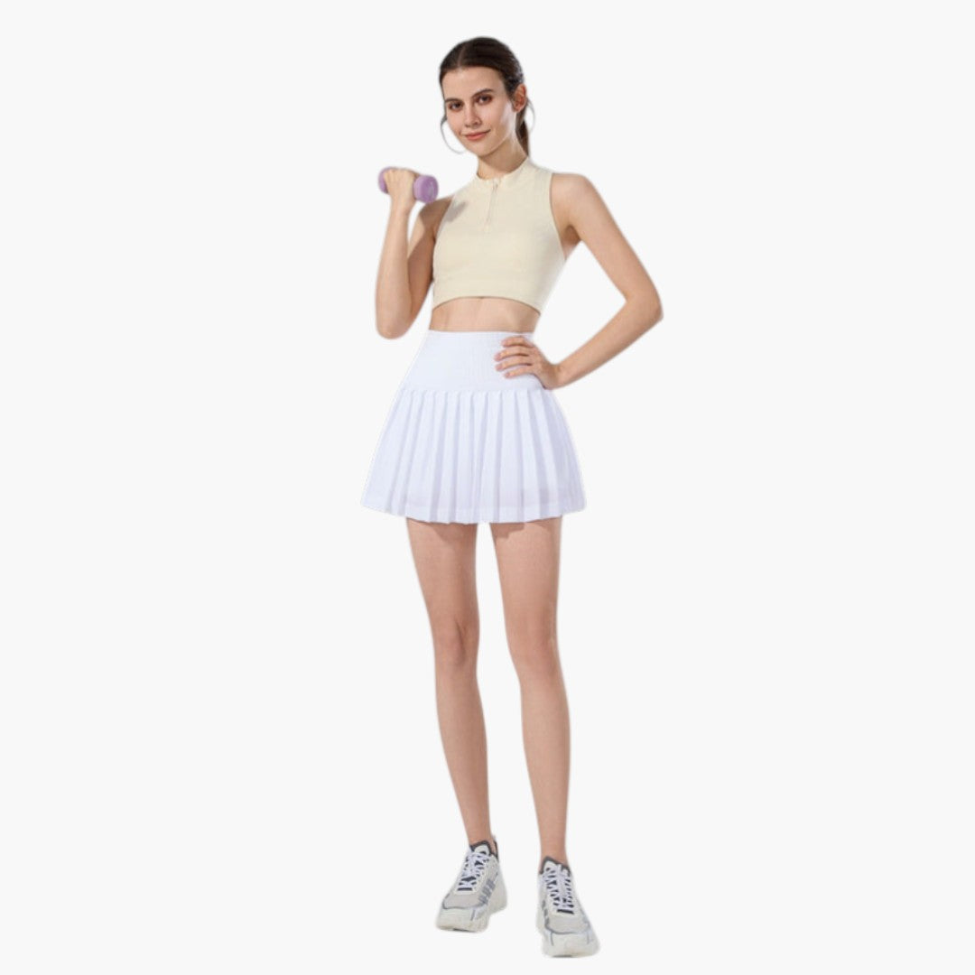 Damskort med hög midja, veckad struktur och elastisk linning-Skirt for women-Fjallbarn