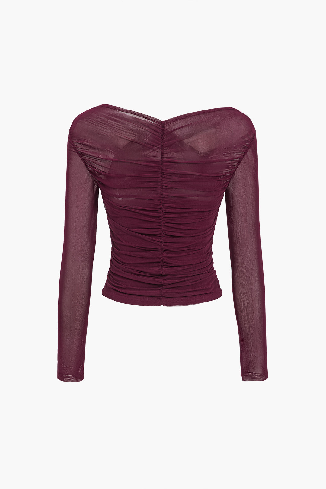 Damtopp i skir mesh med draperad framsida och långa ärmar-Tops for women-Fjallbarn