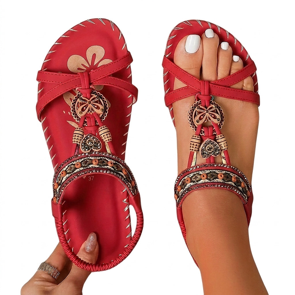 Dekorerade T-remssandaler för dam-Footwear for women-Fjallbarn