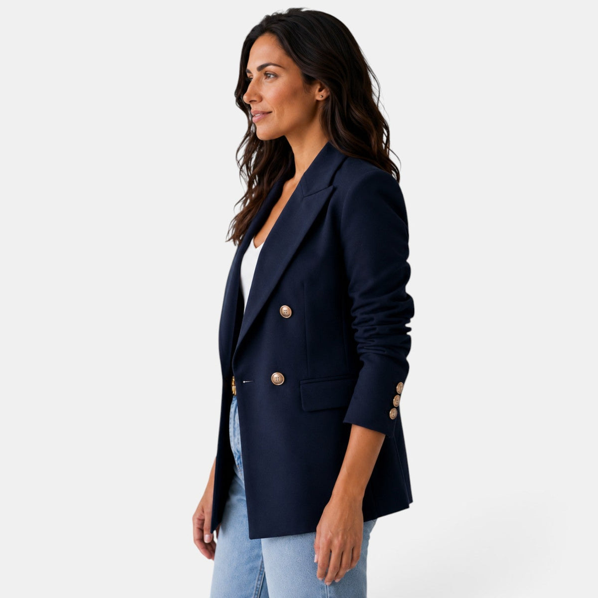 Dubbelknäppt kavaj för dam med slag-Blazer for women-Fjallbarn