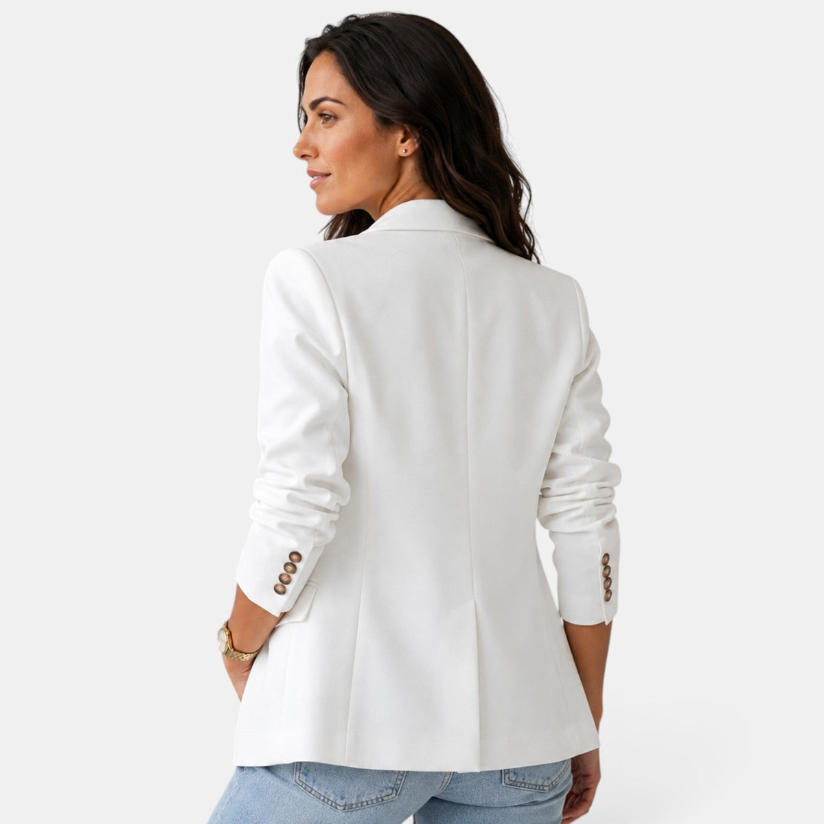 Dubbelknäppt kavaj för dam med slag-Blazer for women-Fjallbarn