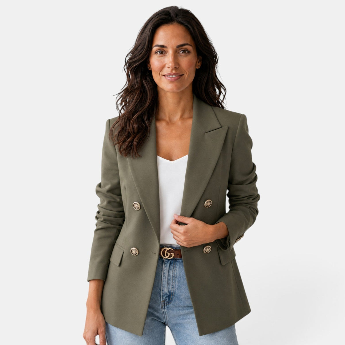 Dubbelknäppt kavaj för dam med slag-Blazer for women-Fjallbarn