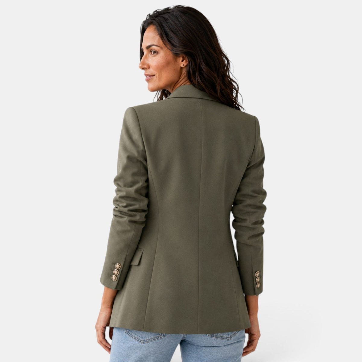 Dubbelknäppt kavaj för dam med slag-Blazer for women-Fjallbarn