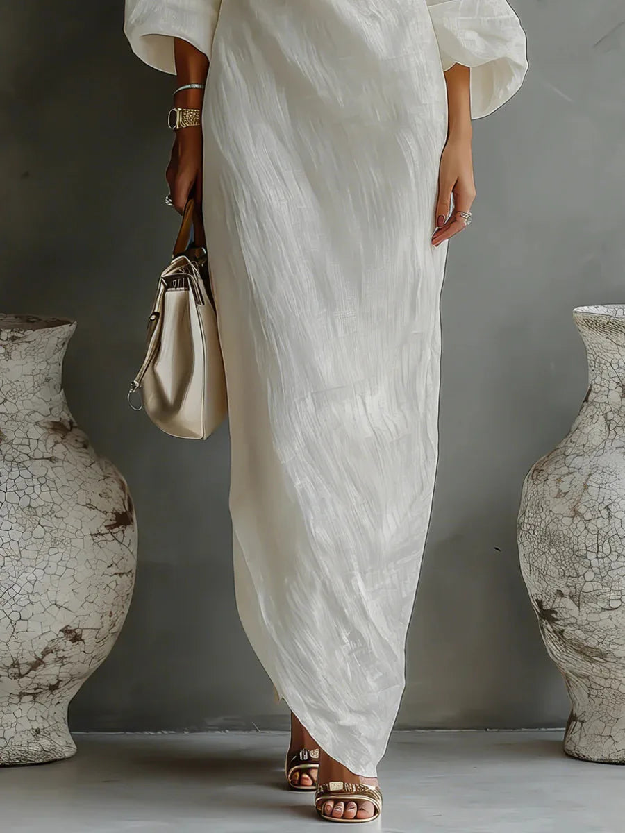 Enaxlad asymmetrisk maxiklänning för dam-Maxi Dress-Fjallbarn