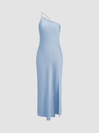 Enaxlad maxiklänning i satin med slits för dam-Maxi Dress-Fjallbarn