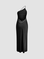 Enaxlad maxiklänning i satin med slits för dam-Maxi Dress-Fjallbarn