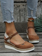 Espadrille-kilklackssandaler för dam med ankelrem-Footwear for women-Fjallbarn