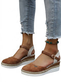 Espadrille-kilklackssandaler för dam med ankelrem-Footwear for women-Fjallbarn