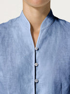Figursydd linneskjorta med kinakrage för dam-Shirts for women-Fjallbarn