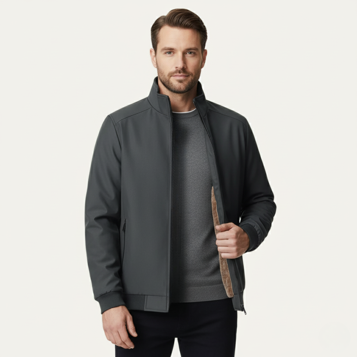 Fodrad bomberjacka med ståkrage för herr-Jackets for men-Fjallbarn