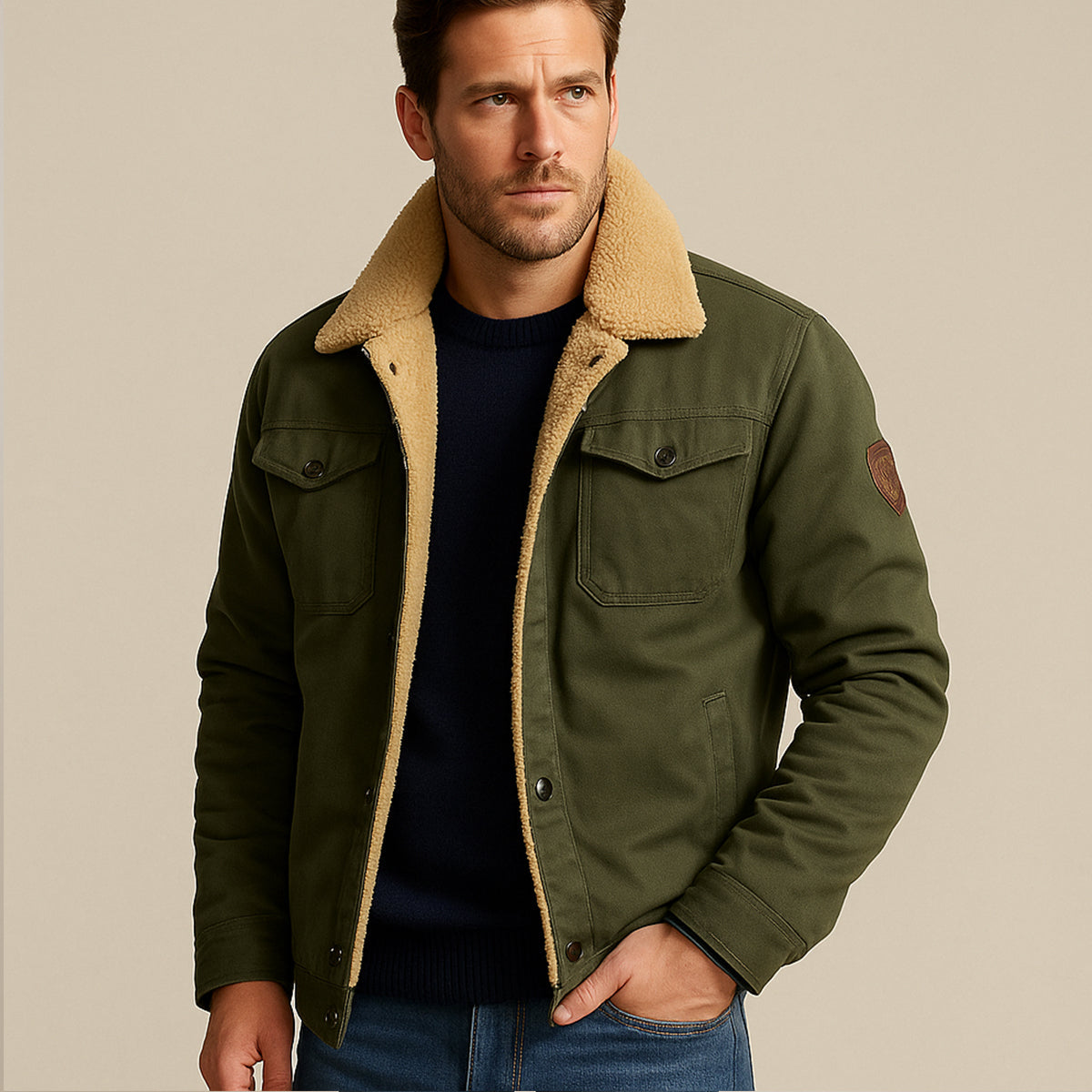 Fodrad utility-jacka med knappar för herrar-Jackets for men-Fjallbarn