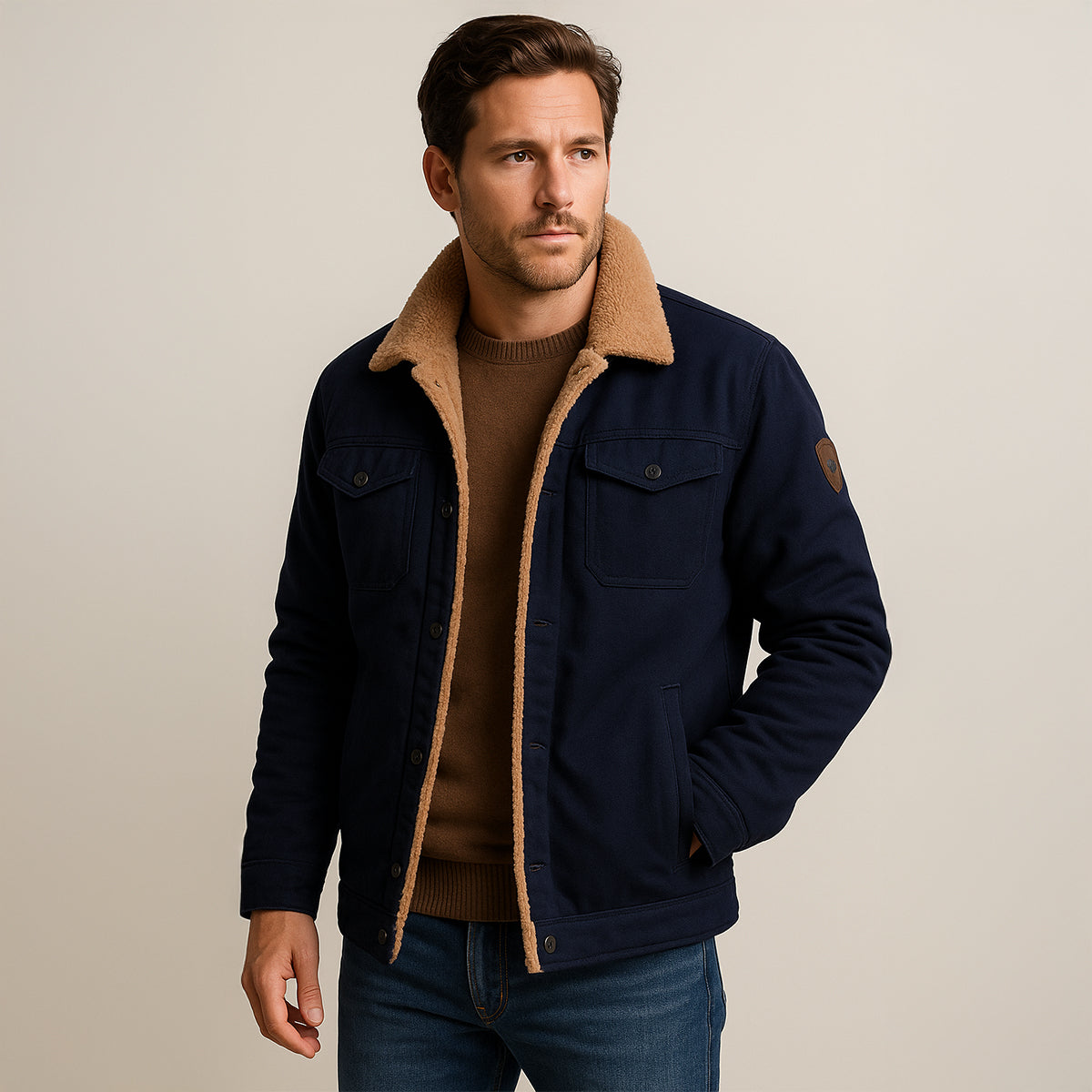 Fodrad utility-jacka med knappar för herrar-Jackets for men-Fjallbarn