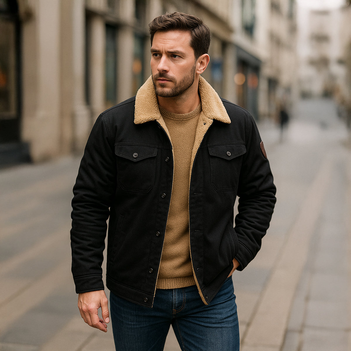 Fodrad utility-jacka med knappar för herrar-Jackets for men-Fjallbarn