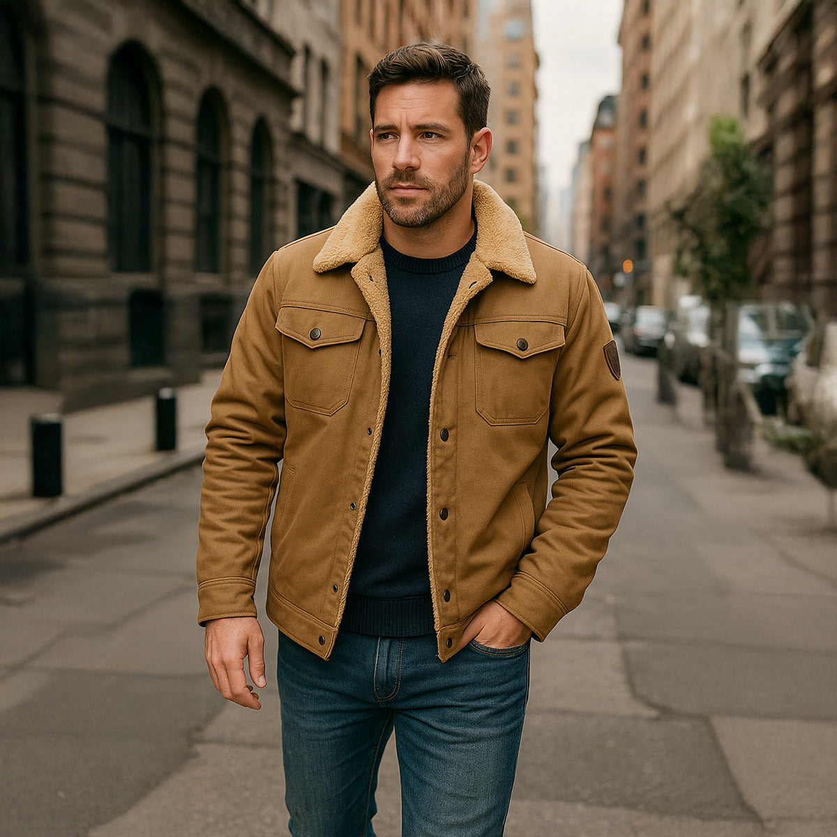 Fodrad utility-jacka med knappar för herrar-Jackets for men-Fjallbarn