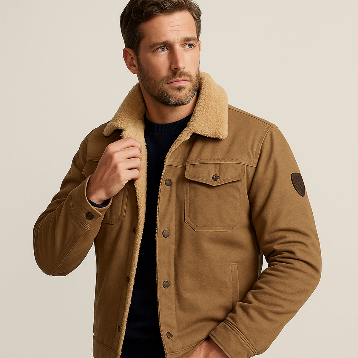Fodrad utility-jacka med knappar för herrar-Jackets for men-Fjallbarn