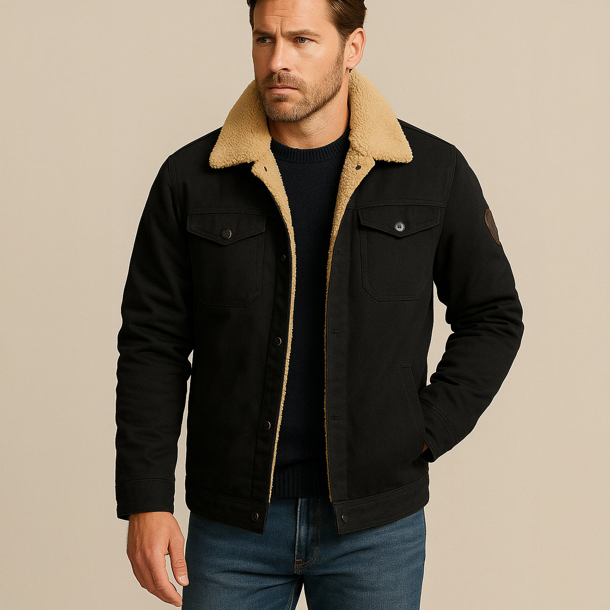 Fodrad utility-jacka med knappar för herrar-Jackets for men-Fjallbarn