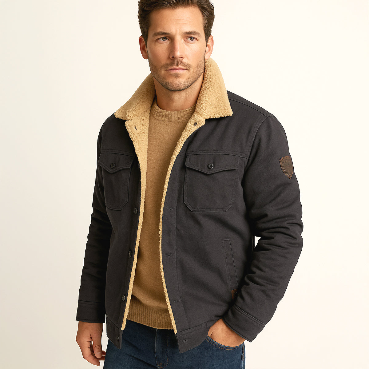 Fodrad utility-jacka med knappar för herrar-Jackets for men-Fjallbarn