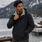 Funktionsjacka med huva och kontrastfoder för herr-Jackets for men-Fjallbarn