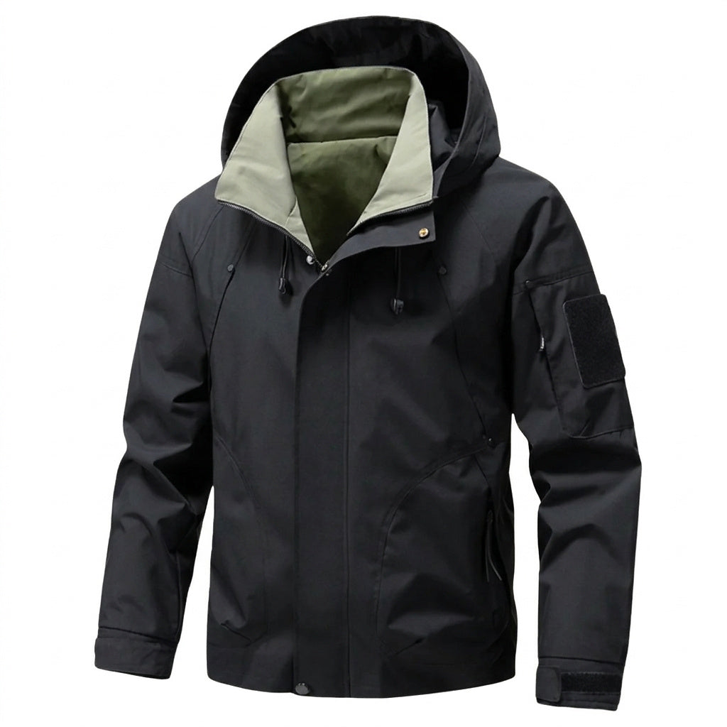 Funktionsjacka med huva och kontrastfoder för herr-Jackets for men-Fjallbarn