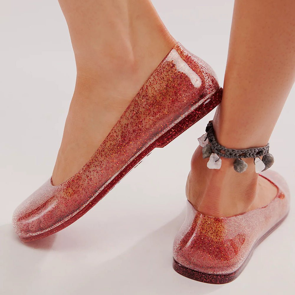 Glittriga ballerinaskor i gelé för dam-Footwear for women-Fjallbarn