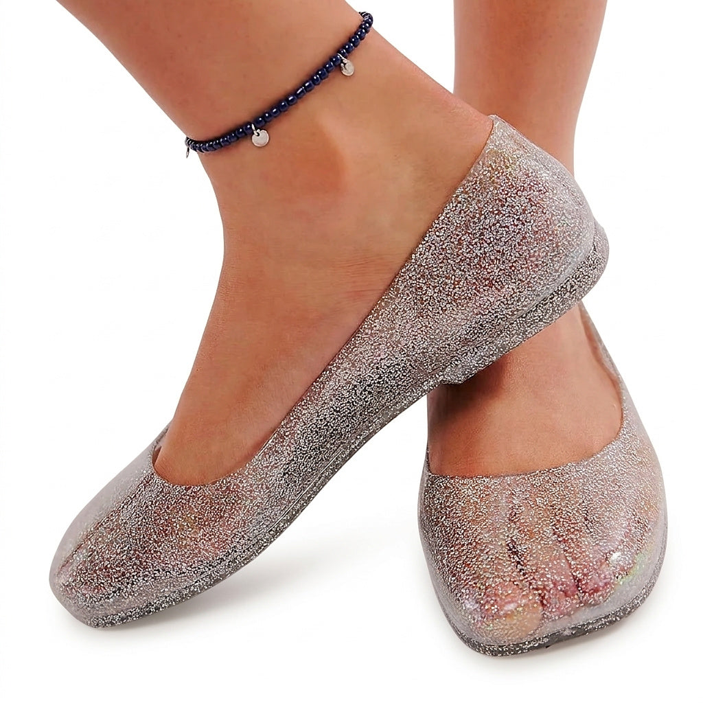 Glittriga ballerinaskor i gelé för dam-Footwear for women-Fjallbarn