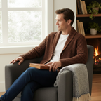 Grovstickad kofta med sjalkrage för herrar-Cardigan for men-Fjallbarn