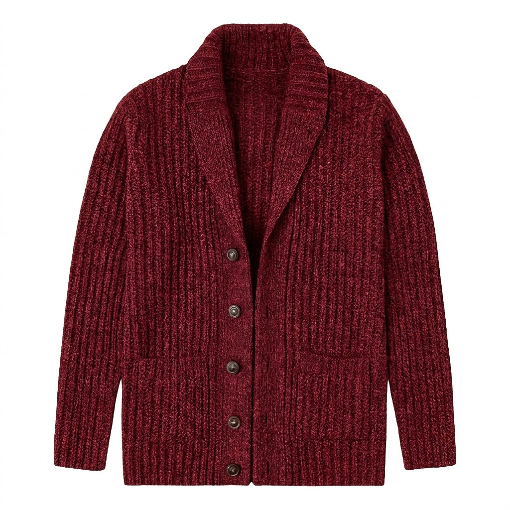 Grovstickad kofta med sjalkrage för herrar-Cardigan for men-Fjallbarn