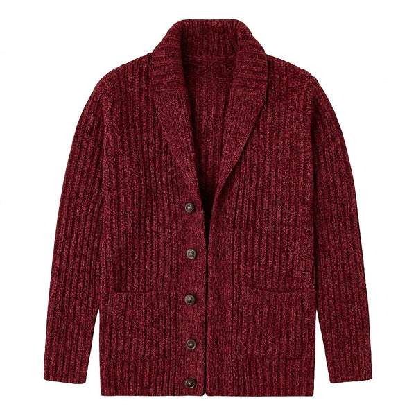 Grovstickad kofta med sjalkrage för herrar-Cardigan for men-Fjallbarn
