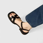 H-skurna platta sandaler för dam med ankelrem-Footwear for women-Fjallbarn