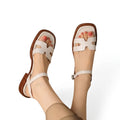 H-skurna platta sandaler för dam med ankelrem-Footwear for women-Fjallbarn