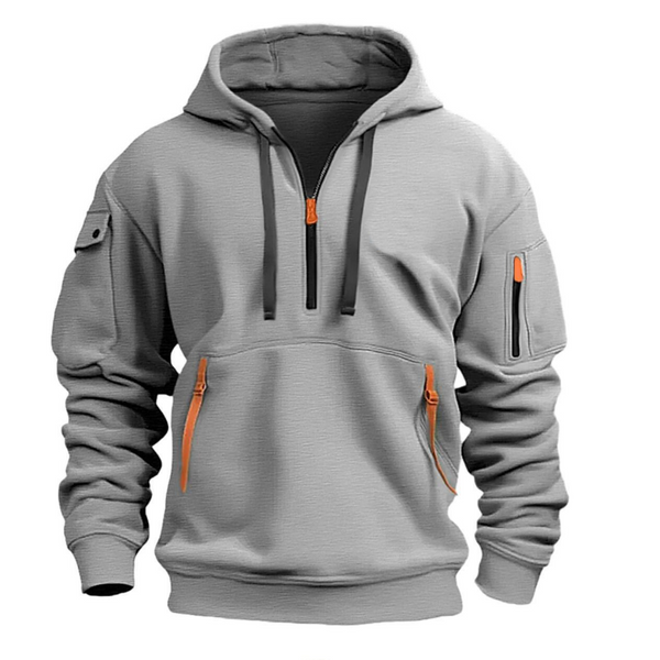 Half-zip pullover-hoodie för män med praktiska fickor-Jackets for men-Fjallbarn