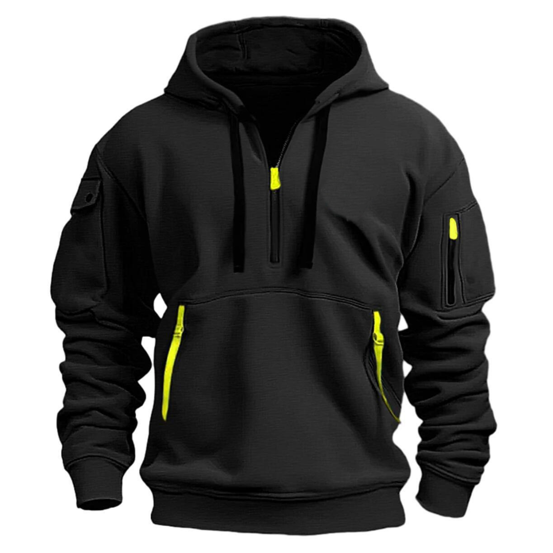 Half-zip pullover-hoodie för män med praktiska fickor-Jackets for men-Fjallbarn