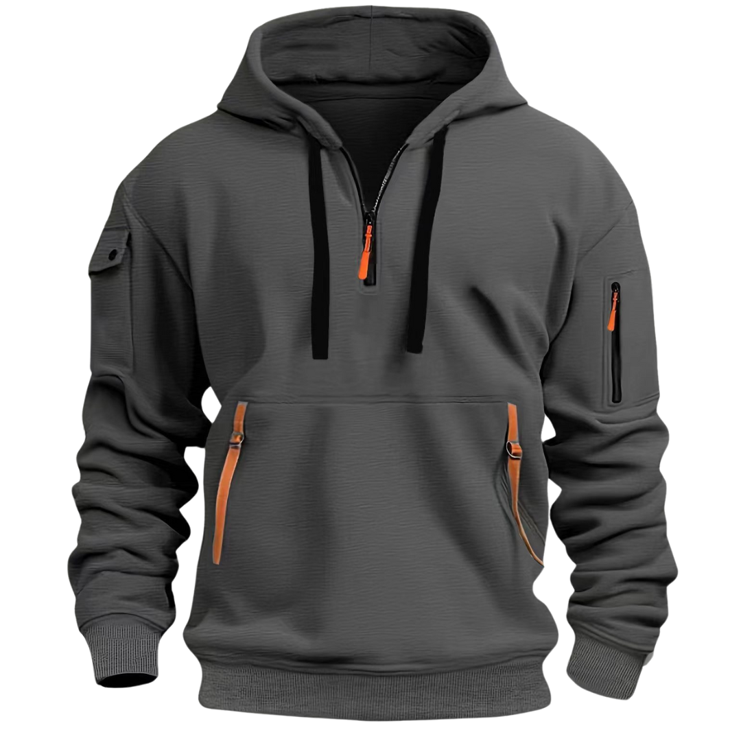 Half-zip pullover-hoodie för män med praktiska fickor-Jackets for men-Fjallbarn