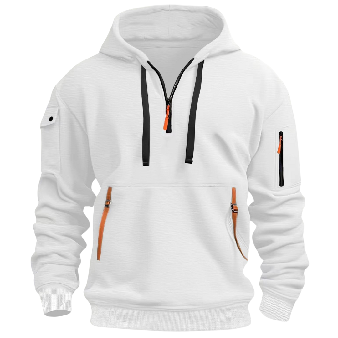 Half-zip pullover-hoodie för män med praktiska fickor-Jackets for men-Fjallbarn